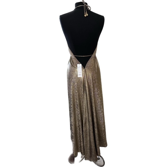 Gold Metallic Dress Flowy - Picture 2 of 4